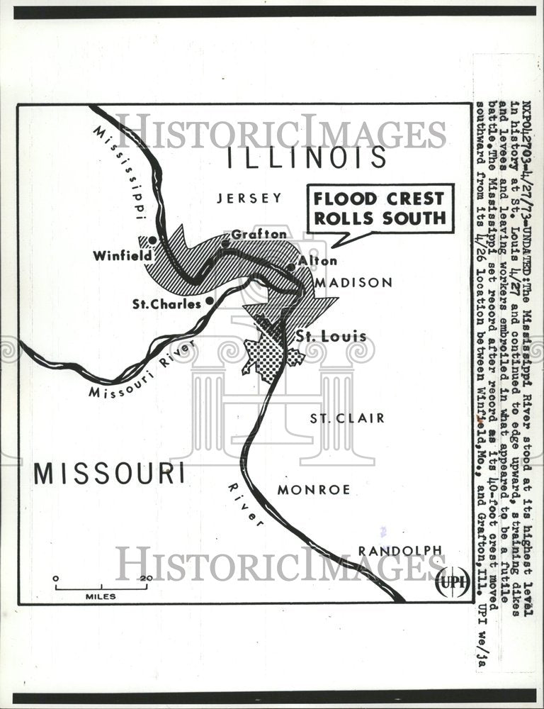 1973 Mississippi River Flood St Louis - Historic Images