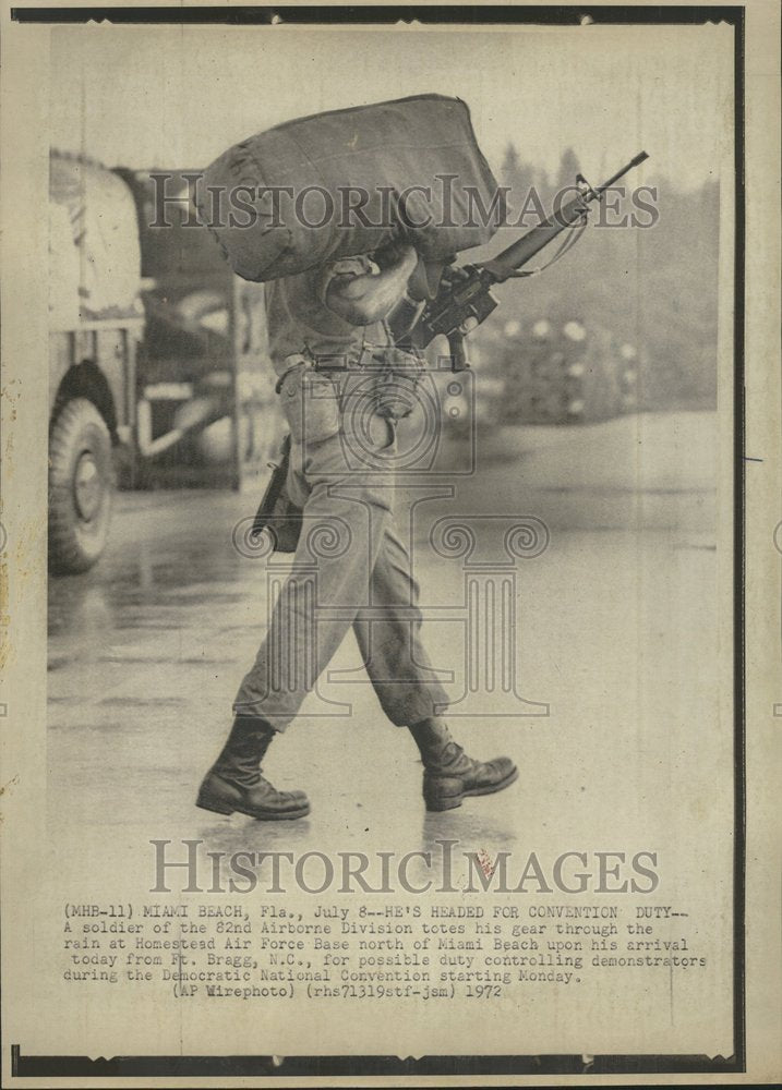 1972 Soldier Airborne Beach Miami Rain AIr - Historic Images