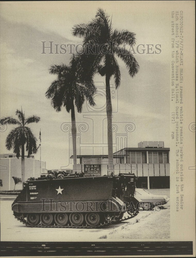 1972 Press Photo Armored vehicle Senior High school - Historic Images