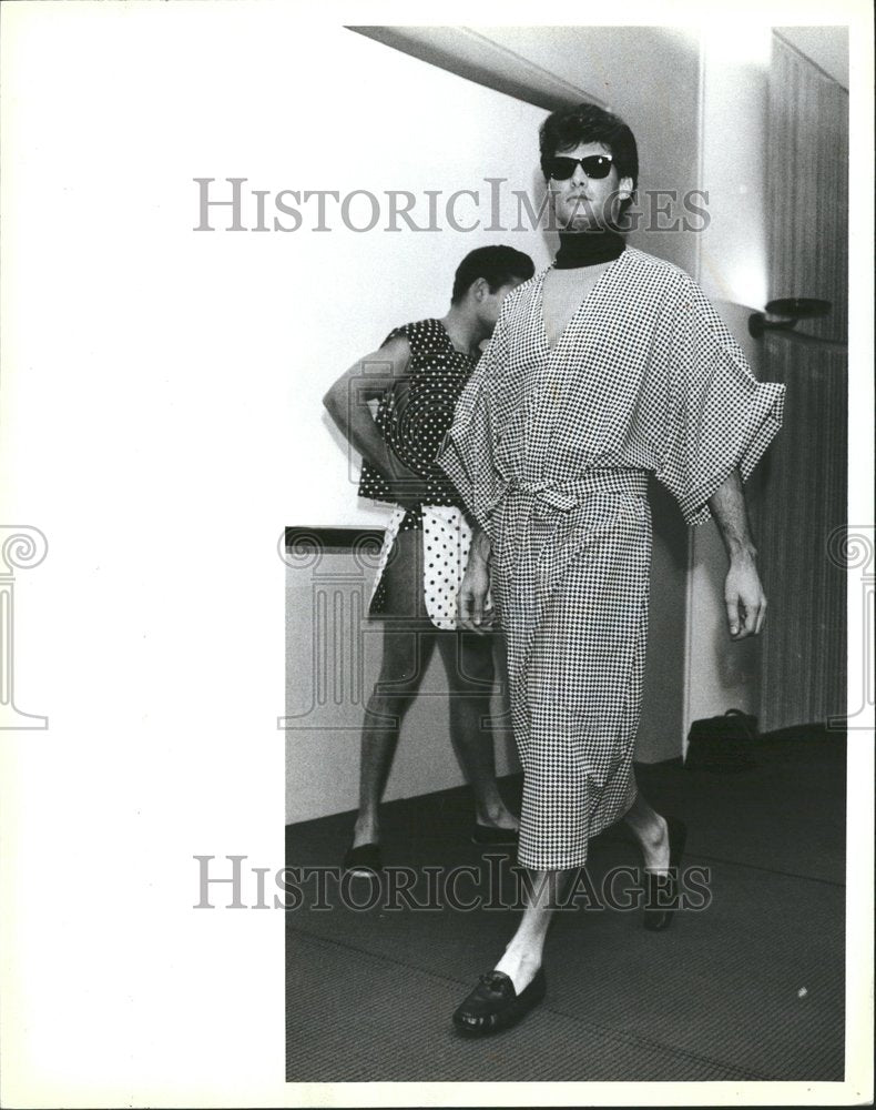 1988 Man Modeling Kimono Robe Student-Historic Images