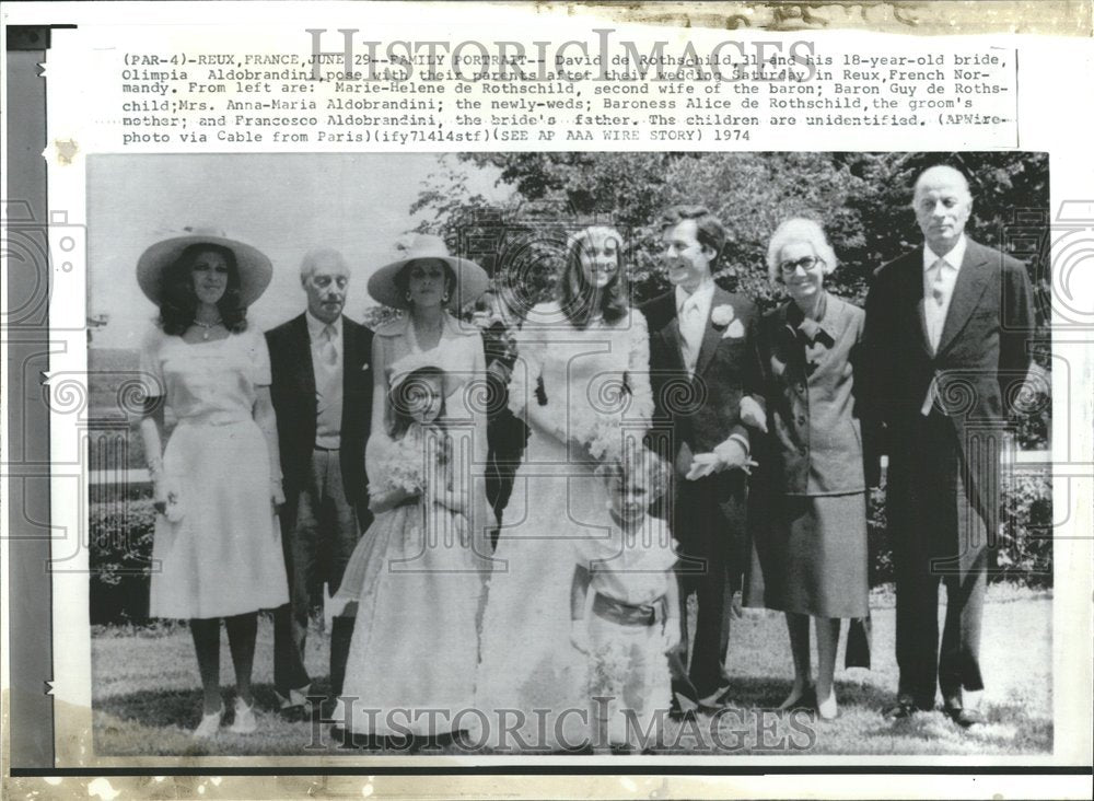 1974 David de Rothchild's Wedding - Historic Images