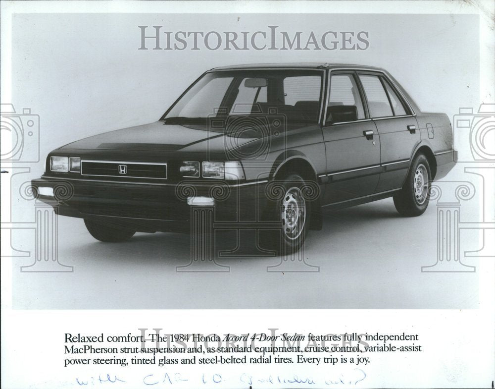 1984 Press Photo Honda Accord 4 Door Sedan Promotional