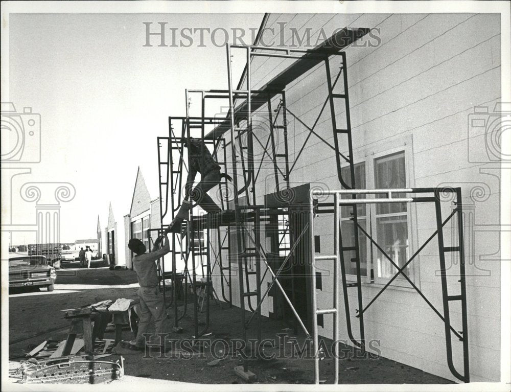 1965 Workmen Scaffolds Camp Gary Job Corps - Historic Images