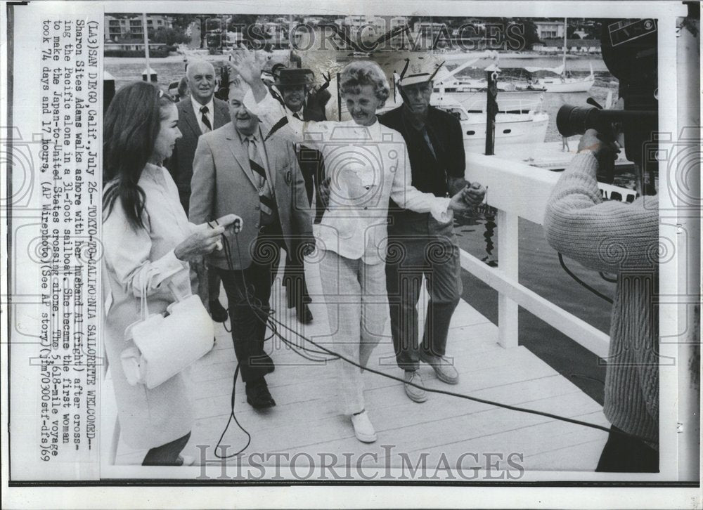 1969 Press Photo Sharon Sites Adams Pacific sailboat - RRV58833 - Historic Images