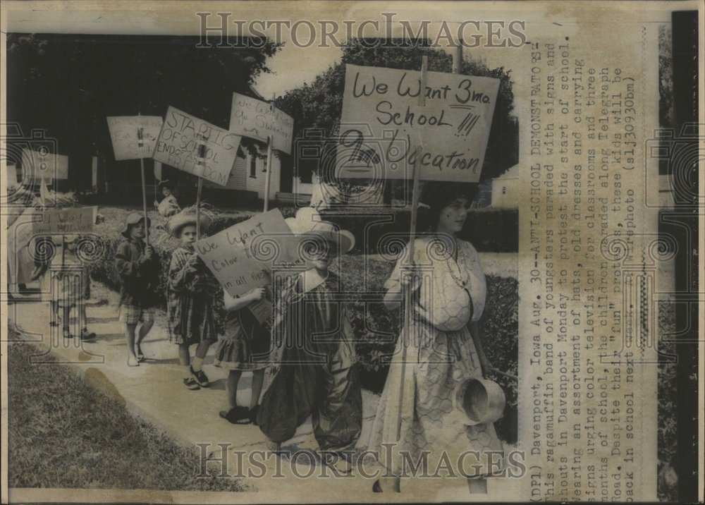 1966 School Start Parade Sign Ragamuffin - Historic Images