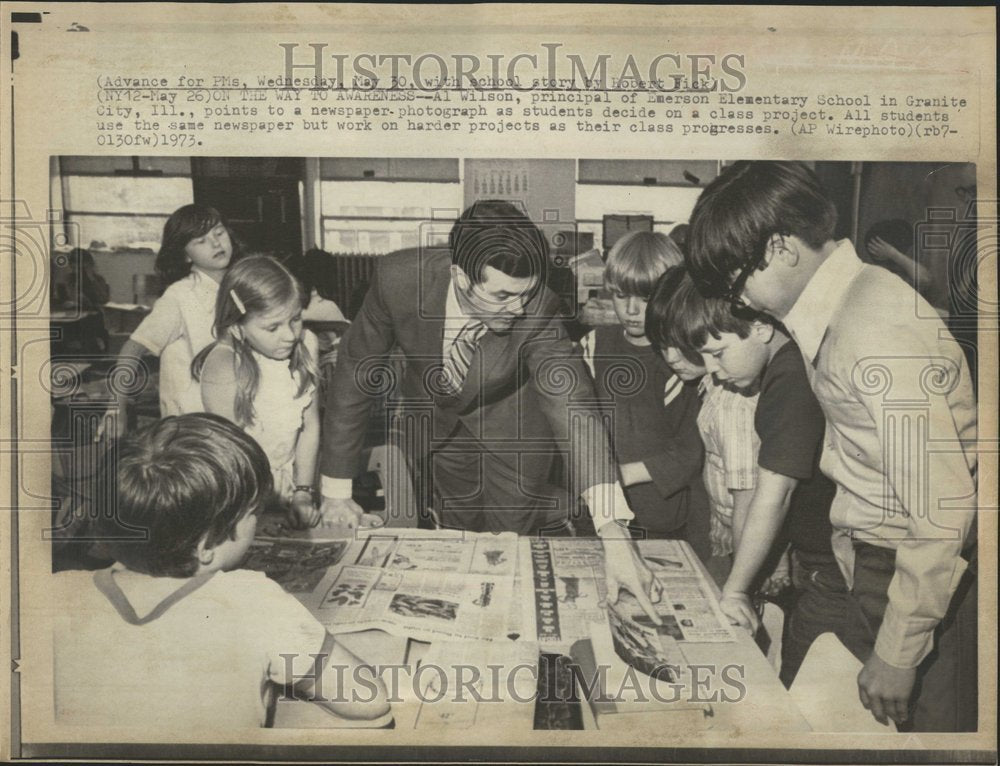 1973 Press Photo Illinois Wilson Emerson Elementary - Historic Images