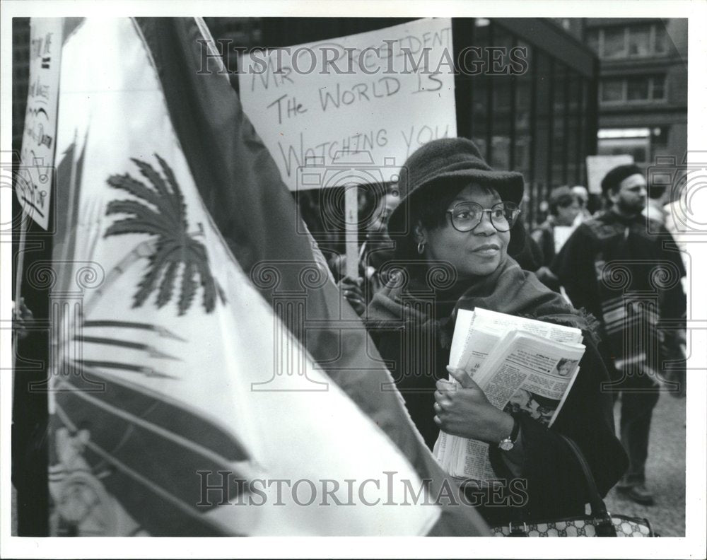 1992 Enid Bienaime haiti flag Federal Rally - Historic Images