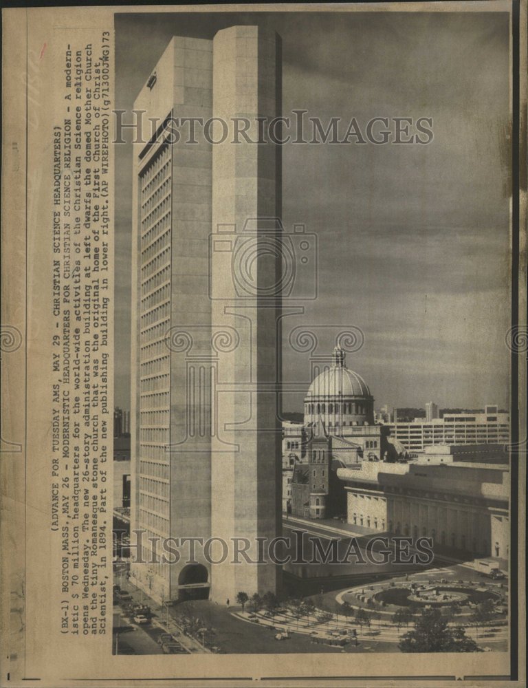 1973 Press Photo Christian Science religion Headquarter - RRV60225 - Historic Images