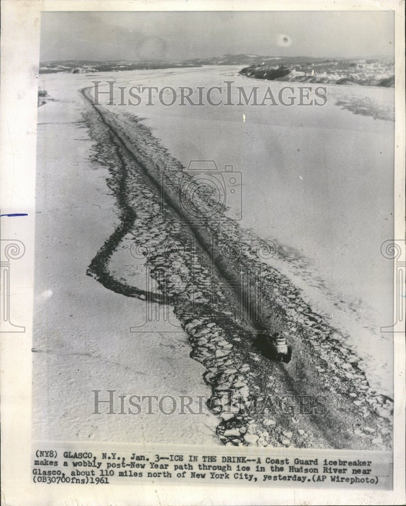 1961 Coast Guard Hudson River New York Ice - Historic Images