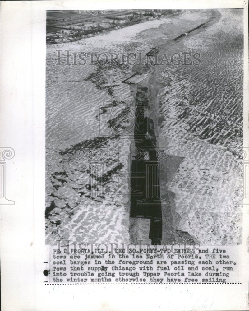 1980 Barges Two Ice North Peoria - Historic Images