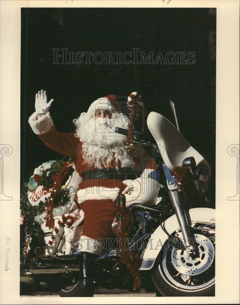 1990 Santa Motorcycle Parade Christmas - Historic Images