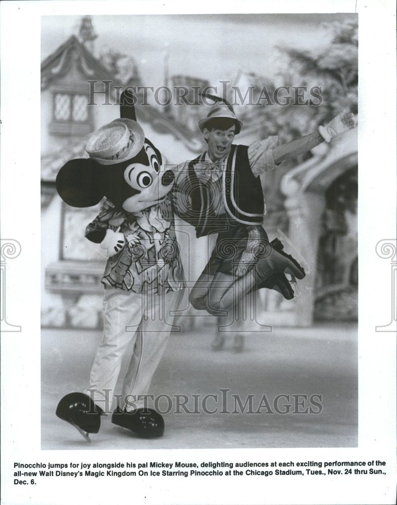 1987 Press Photo Pinocchio Mickey Mouse Walt Disney - Historic Images