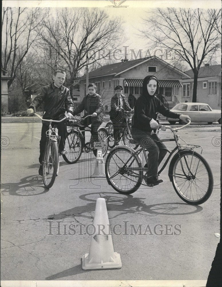 1963 Press Photo Bicycle Safety Training Program riding - RRV62907 - Historic Images