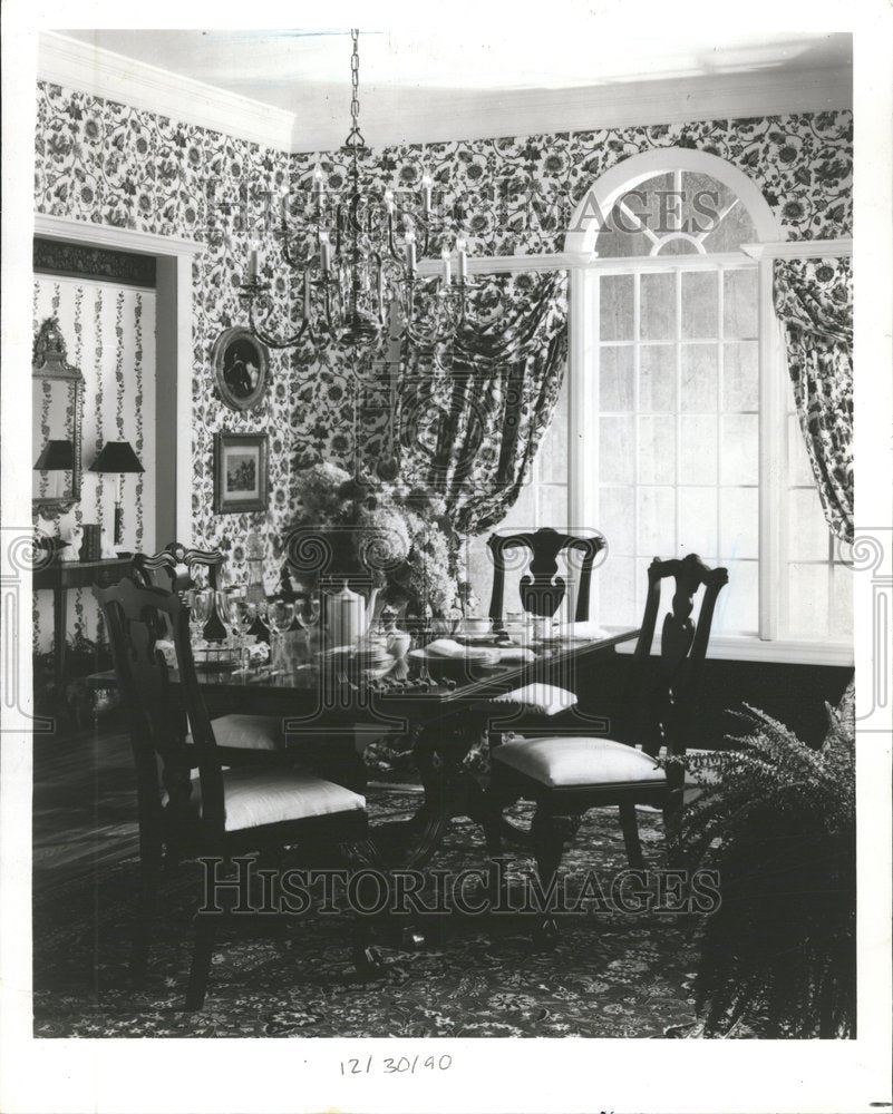 1991 Dining Room Wallpaper Draperies Table-Historic Images