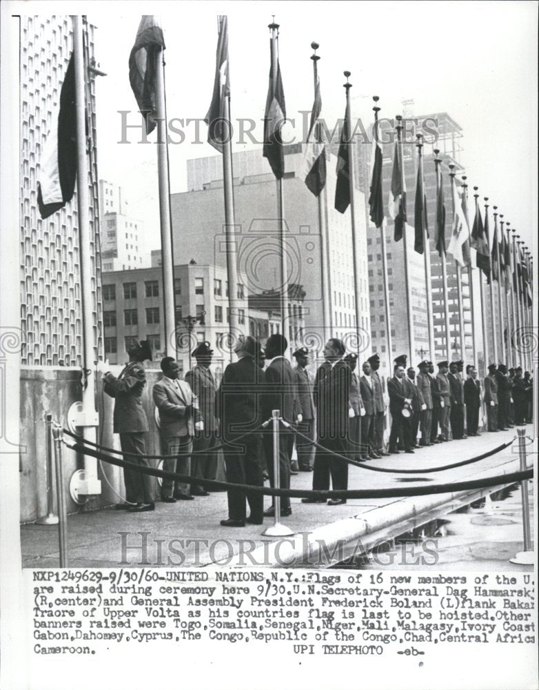 1960 Press Photo United Nations Ceremony 16 New Flags - RRV64277 - Historic Images