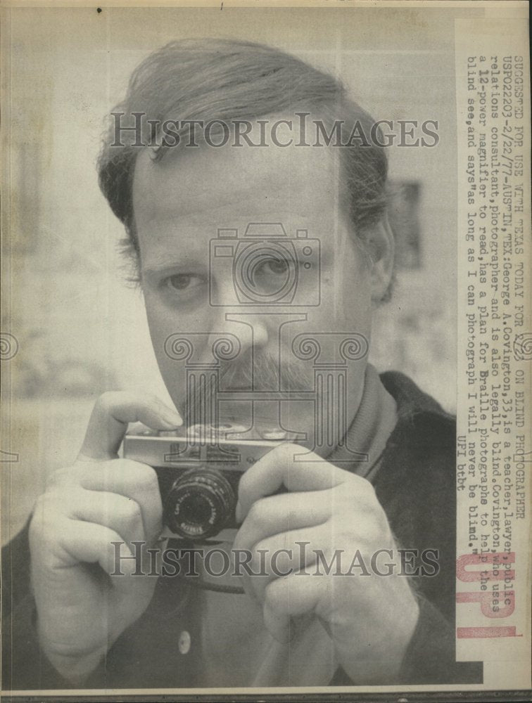 1977 Press Photo George A. Covington, Photographer - RRV64411 - Historic Images