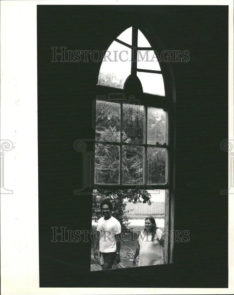 1986 Press Photo Interior Cathedral Window Mangareva - RRV64715 - Historic Images