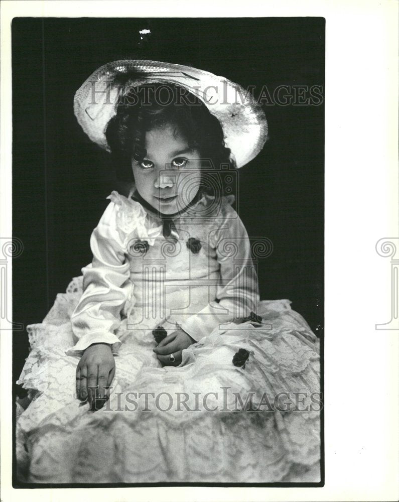 1983, Girl in white dress w/roses, wedding - RRV64799 - Historic Images