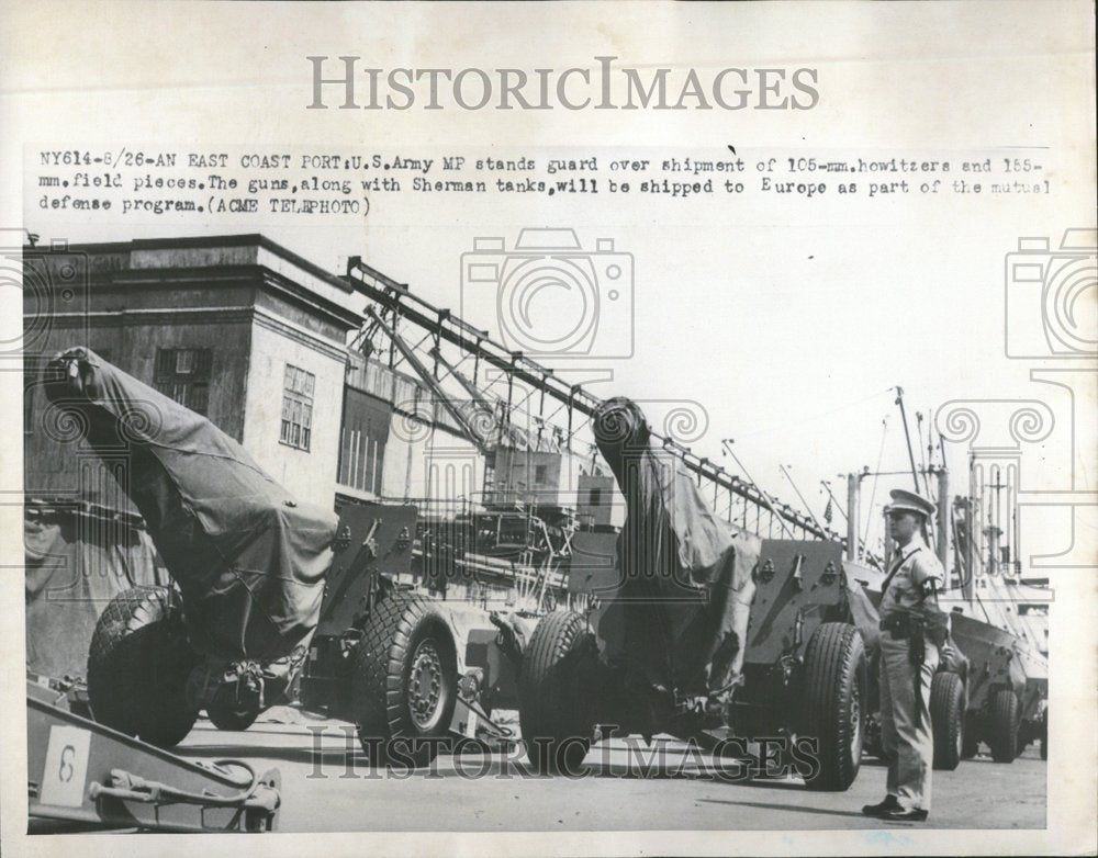 Press Photo U S Army MP Europe Sherman Tank Gun Pieces - Historic Images