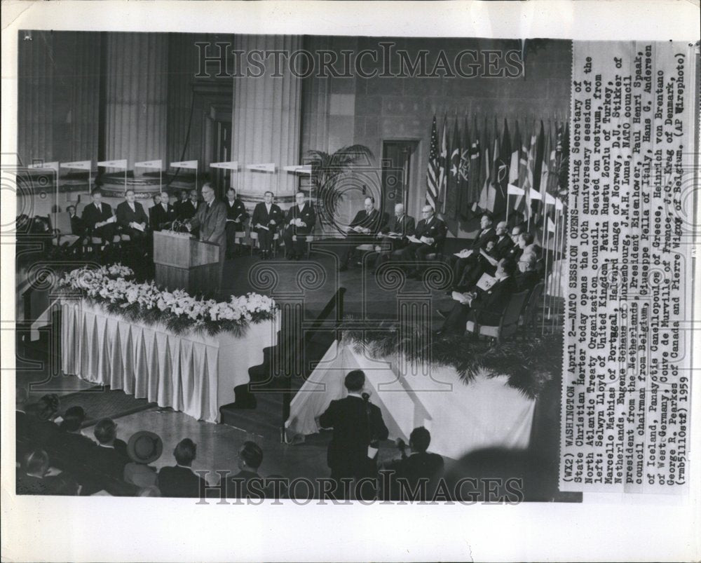 1959 NATO Session Christian Herter opens - Historic Images