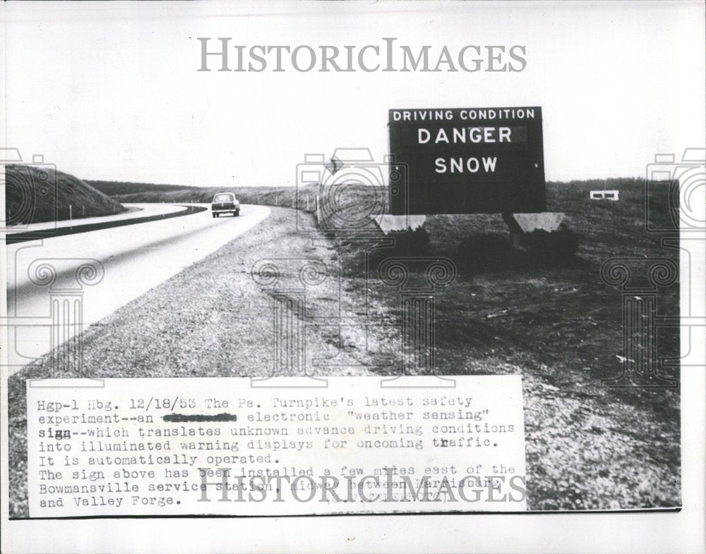 1953 Press Photo H-538 Highway Electronic Sign Board - RRV65551 - Historic Images