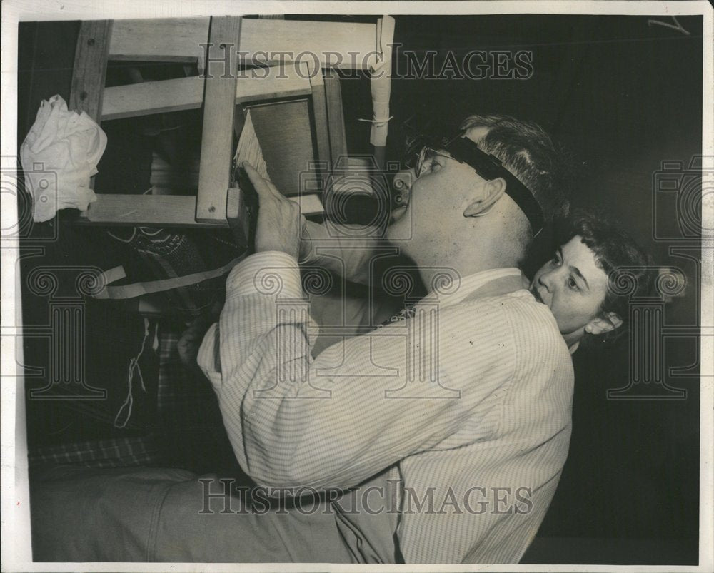 1955 Press Photo Weaving Class Park Ridge School Class - Historic Images