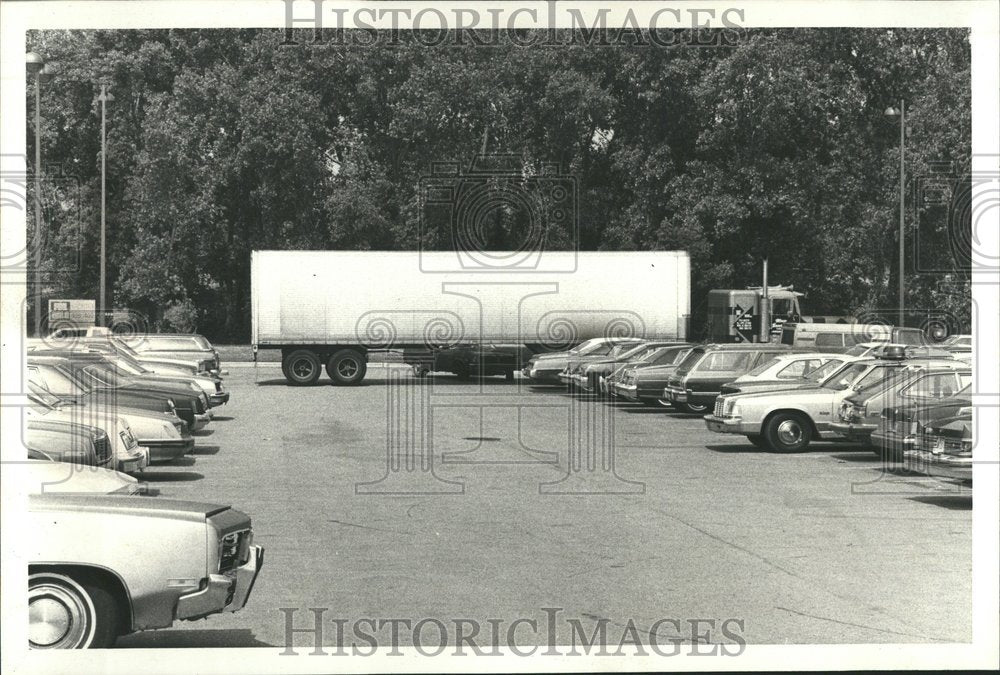 1980 Semi trailer truck truck parking IL - Historic Images