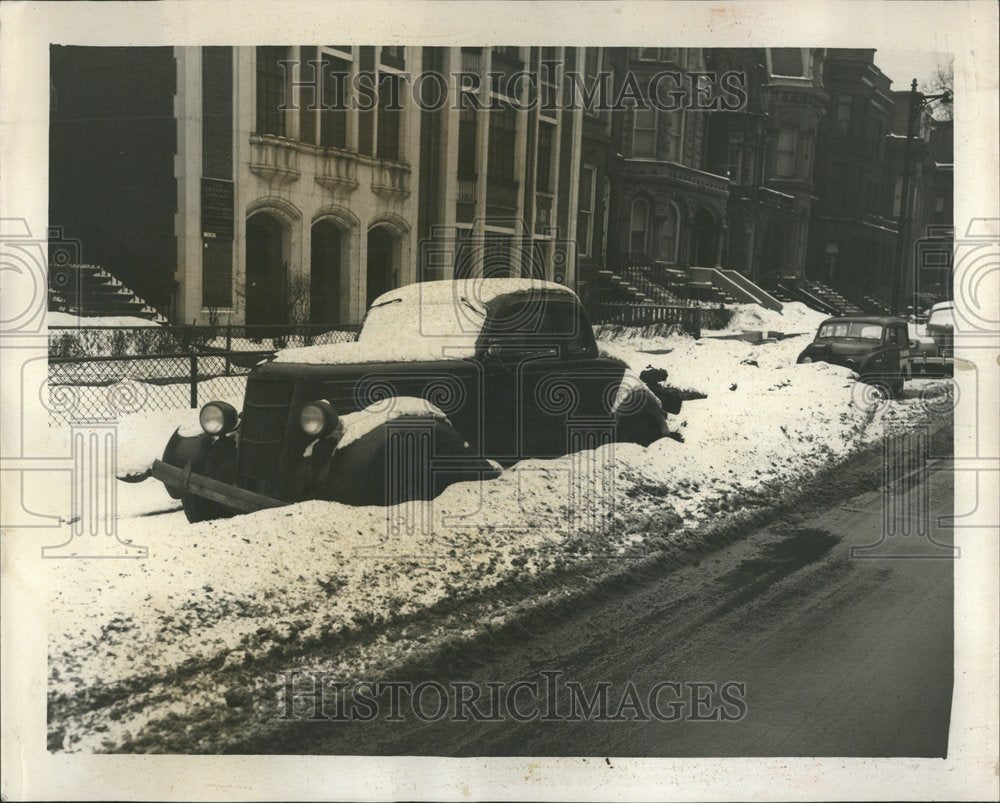 1952, Snow Plowed Car North Dearborn Street - RRV65731 - Historic Images