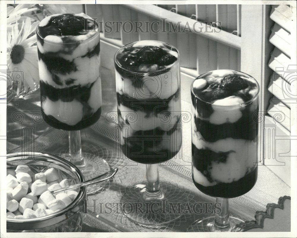 1972 Frosty raspberry ripple parfaits - Historic Images