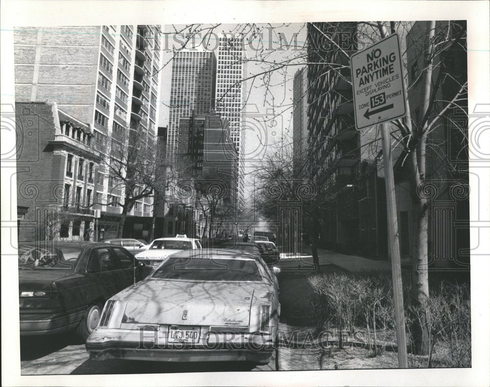 1989 Permit Signs For Residents On Cedar St - Historic Images