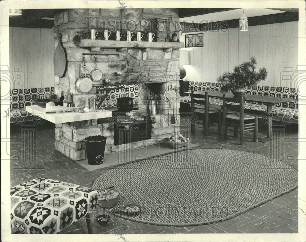 1957 Press Photo Family Room Fireplace - RRV66173 - Historic Images