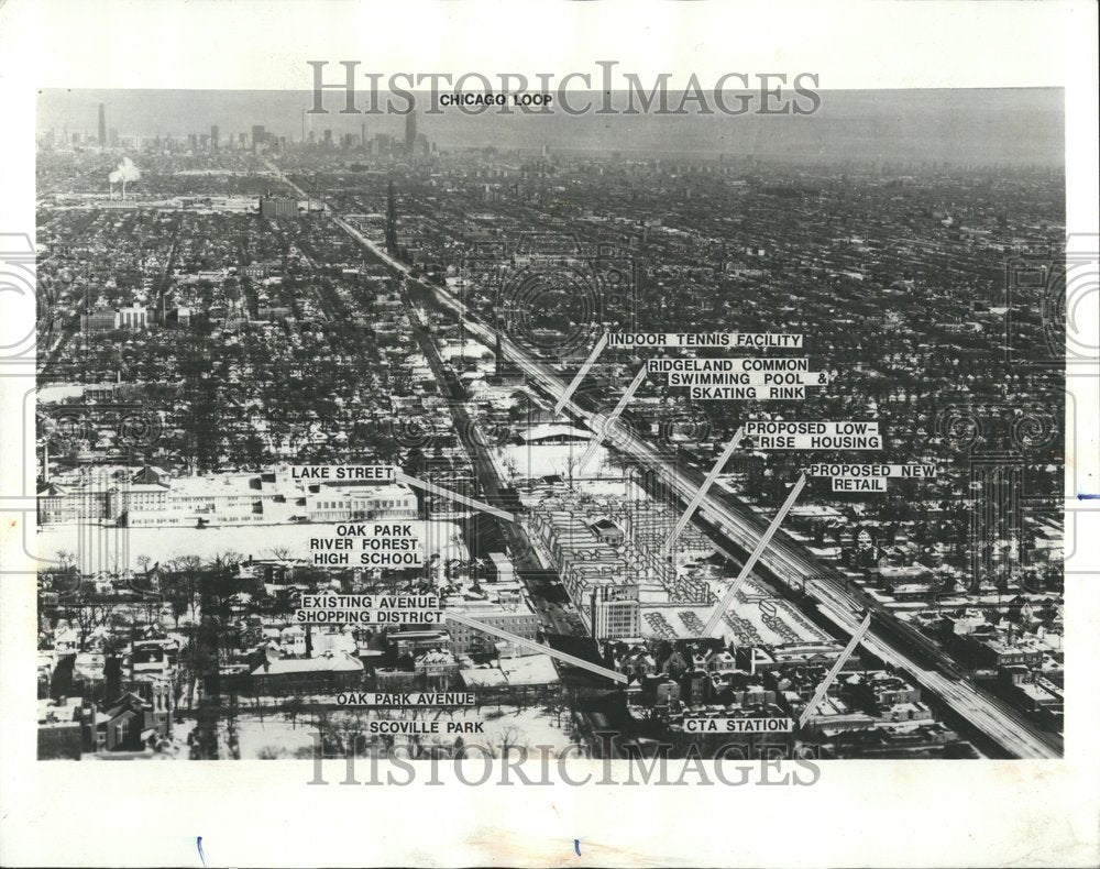 1974 Oak Park Aerial View Redevelopment-Historic Images