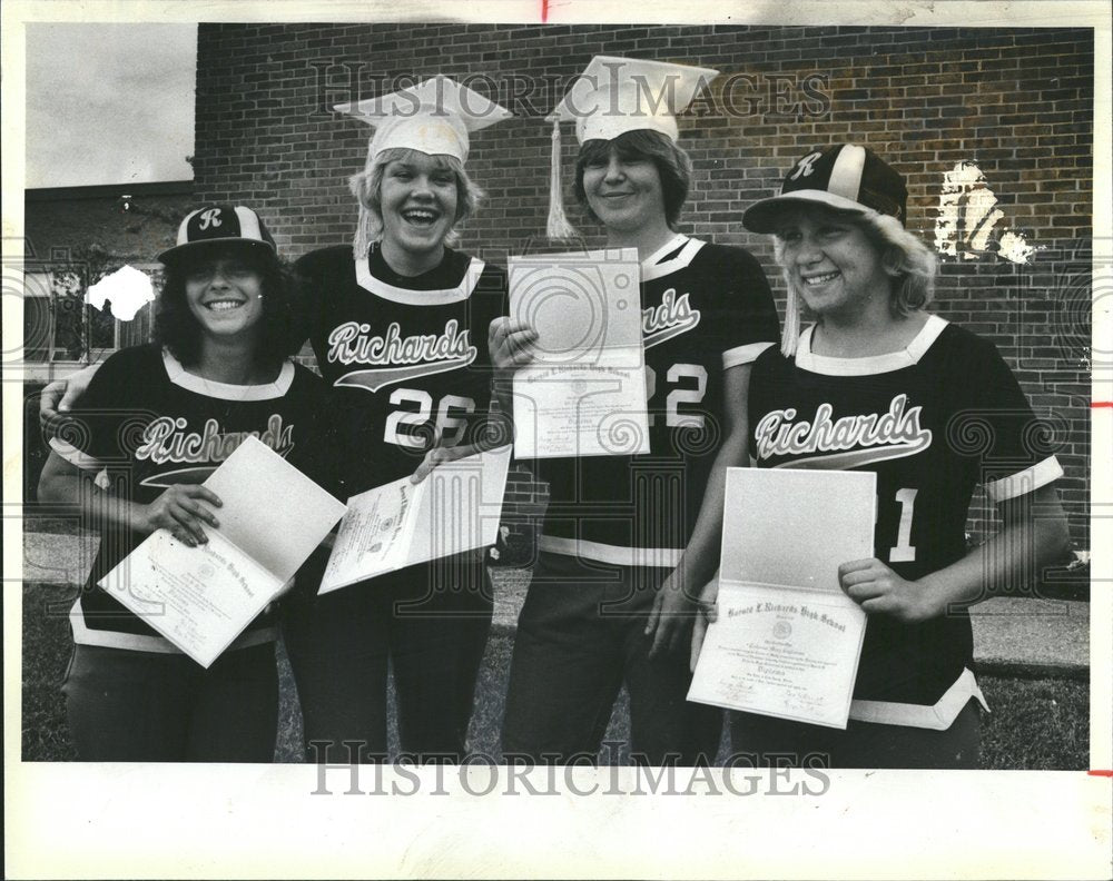 1984 Richards High School Softball Players - Historic Images