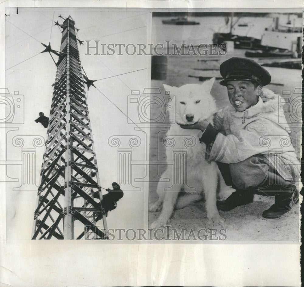 1956 Mid Canada line antenna Cranberry work - Historic Images