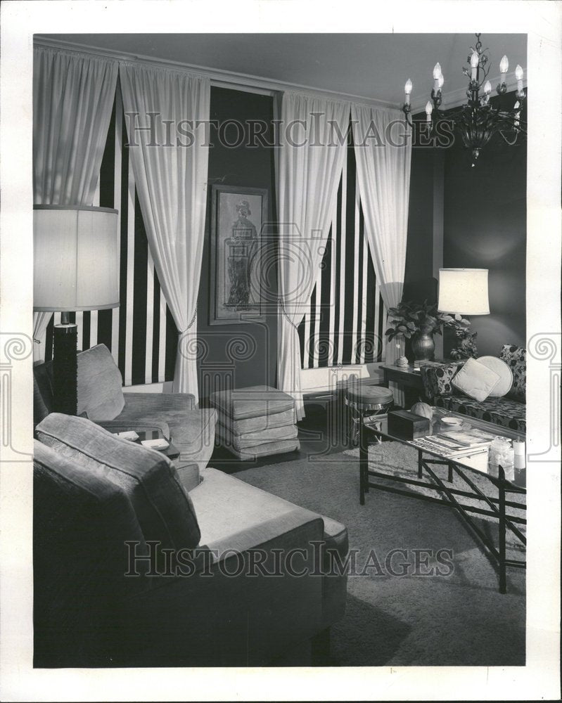 1966 Black and white duck fabric James-Historic Images