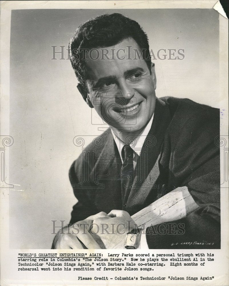 1949 Press Photo Larry Parks Al Jolson Sings Again film - RRV69129 - Historic Images