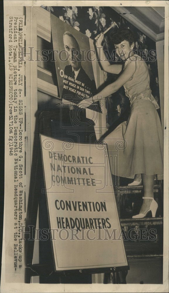 1948 Woman Posting Truman Picture Dem Conv-Historic Images