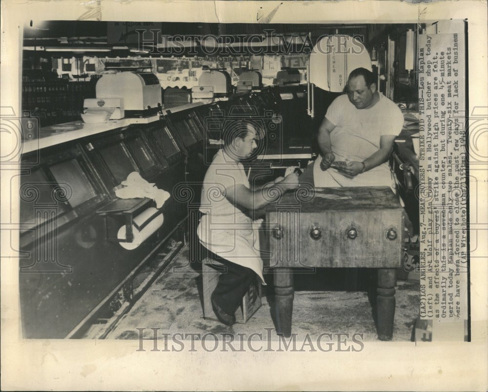 1948 Meat Buyers Strike Hollywood Butchers - Historic Images