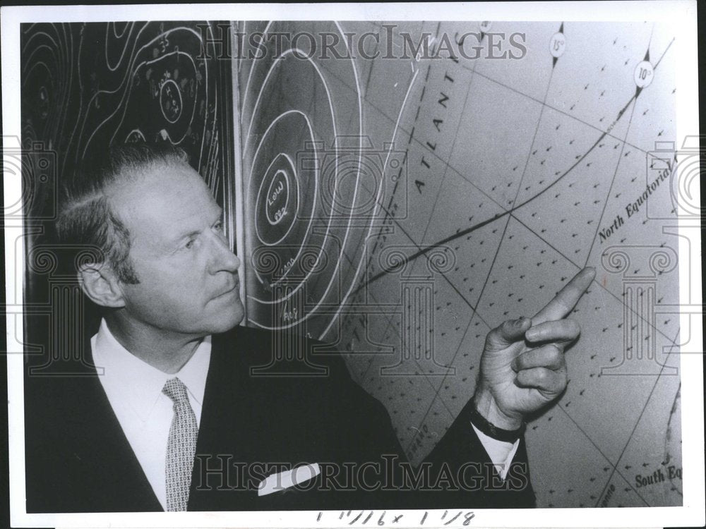 1969 Press Photo Thor Heyerdahl Ra Voyage Map Yucatan - Historic Images