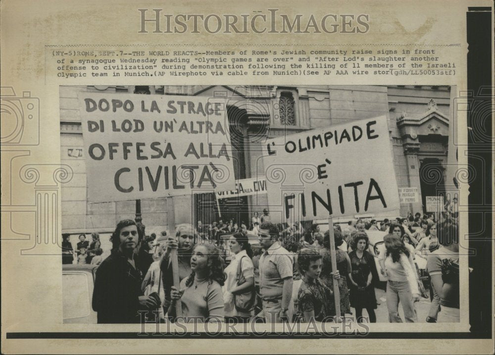 1972 Rome Protest Israeli Olympic Killings - Historic Images