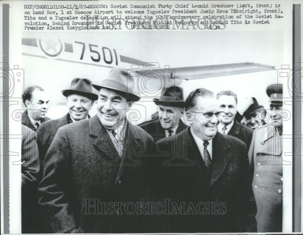 1967 Press Photo Leonid Brezhnev Josip Broz Tito Soviet - RRV72069 - Historic Images