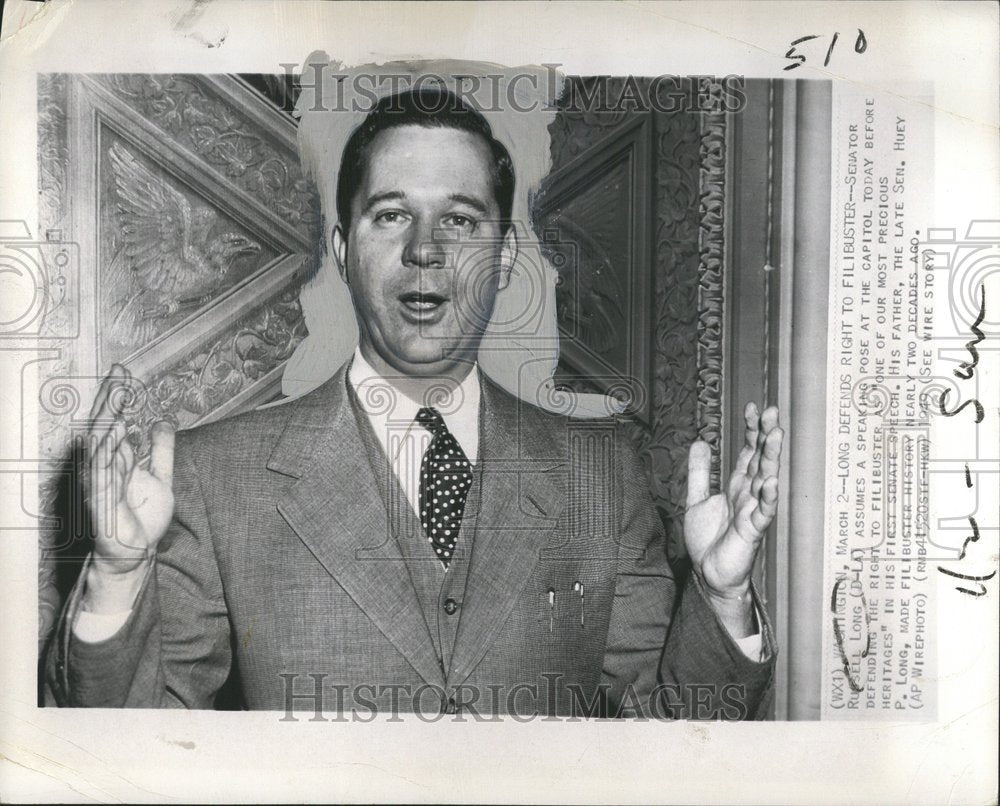 1949 Press Photo Senator Russell Long Of Alabama - Historic Images