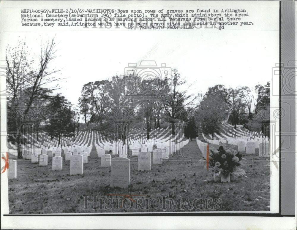 1967 Press Photo Arlington National Cemetery Grave Site - RRV73777- Historic Images