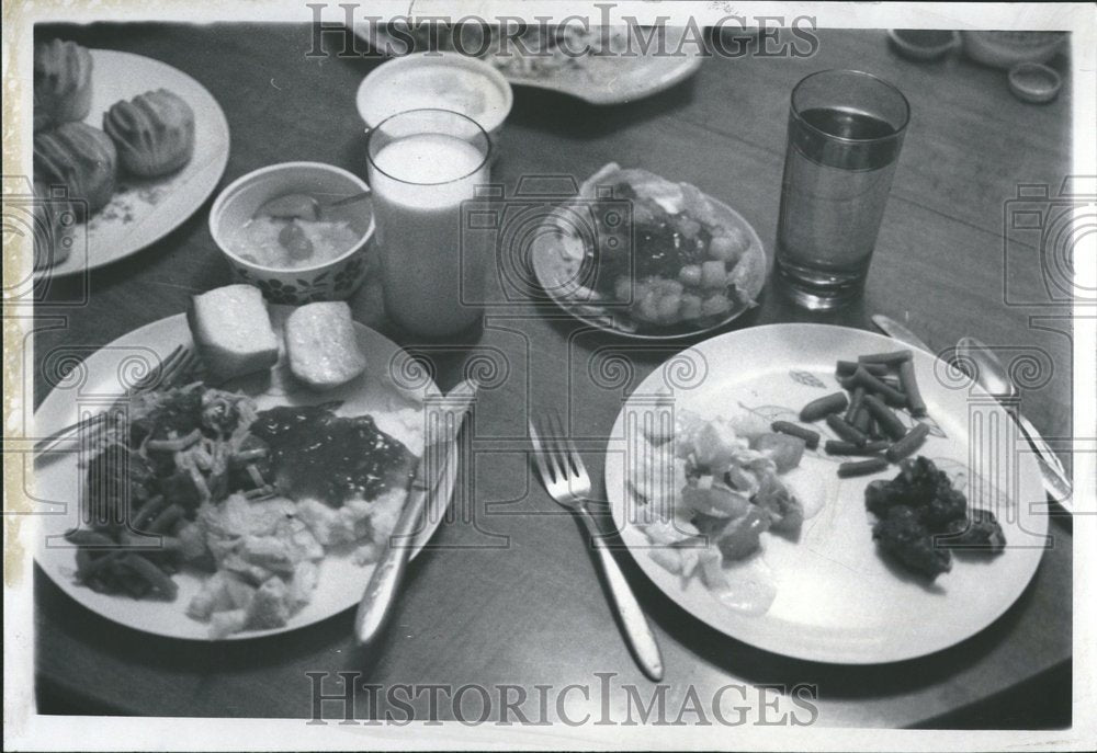 1969 Mrs Sharon Tower Food Milk Glass Table - Historic Images