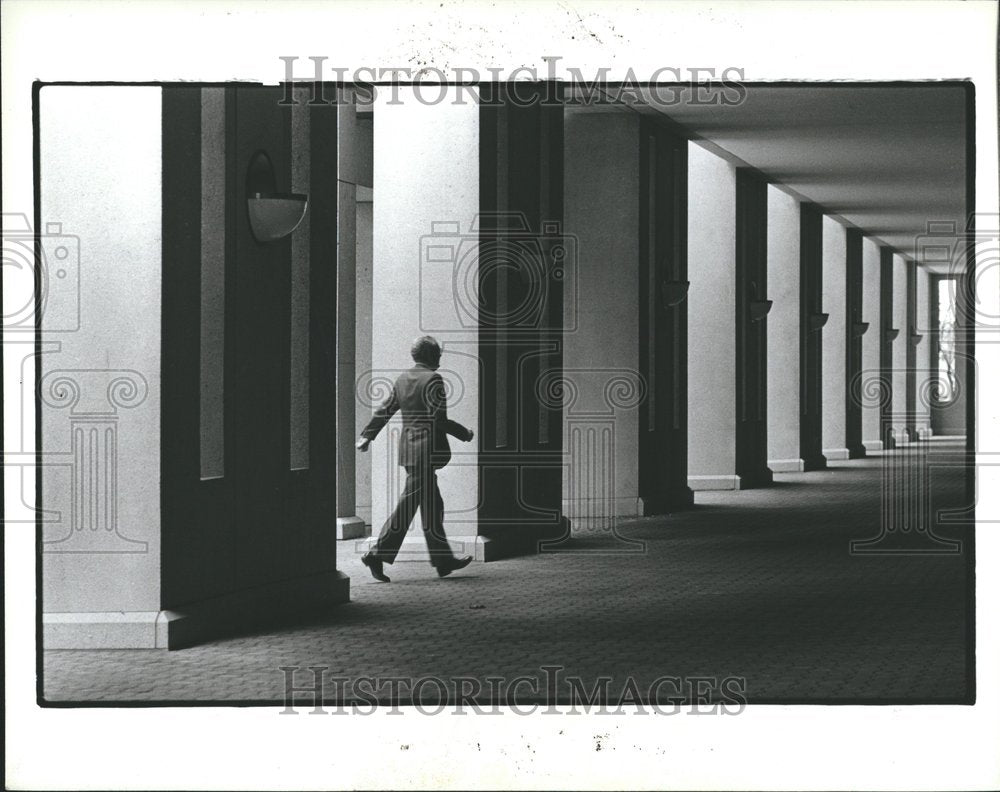 1983, Detroit News Center One Building Man - RRV75213 - Historic Images