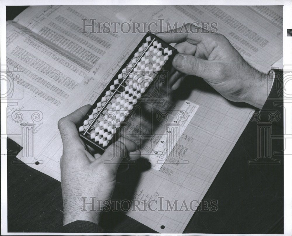 1957, Hands Holding Abacus Counting Gadget - RRV76447 - Historic Images