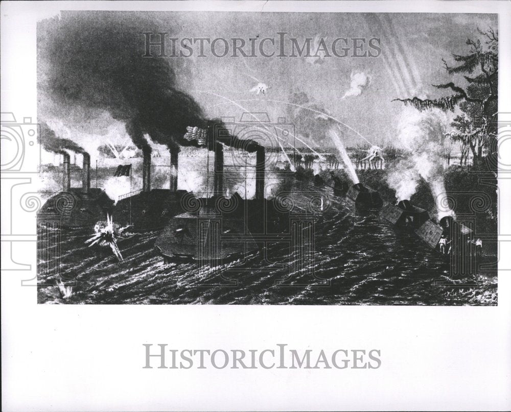1958, Civil War Naval Ships Firing Explosion - RRV76517 - Historic Images