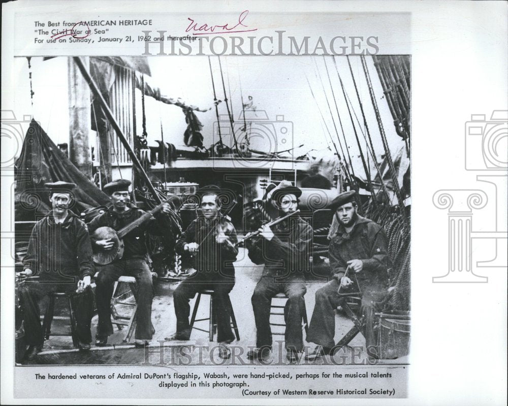 1962 Civil War Wabash Ship Crew Musicians-Historic Images