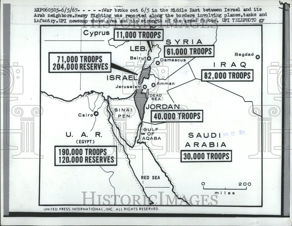 1967, Middle East War Map Drawing - RRV77037 - Historic Images