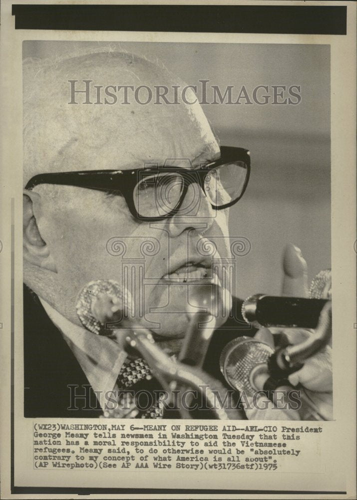 1975 Press Photo AFL CIO Pres Meany News Conference - Historic Images